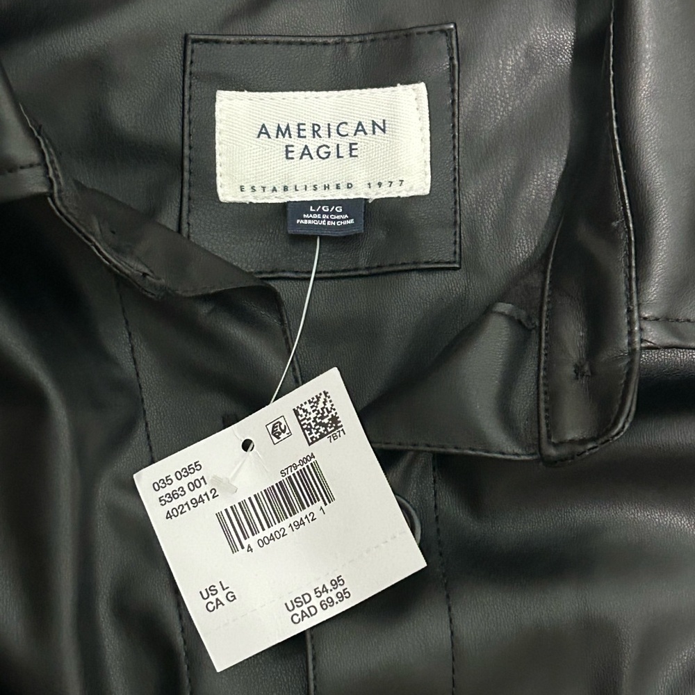 NWT American Eagle Oversized Vegan Leather Shacket in Black - L - Picture 4 of 12